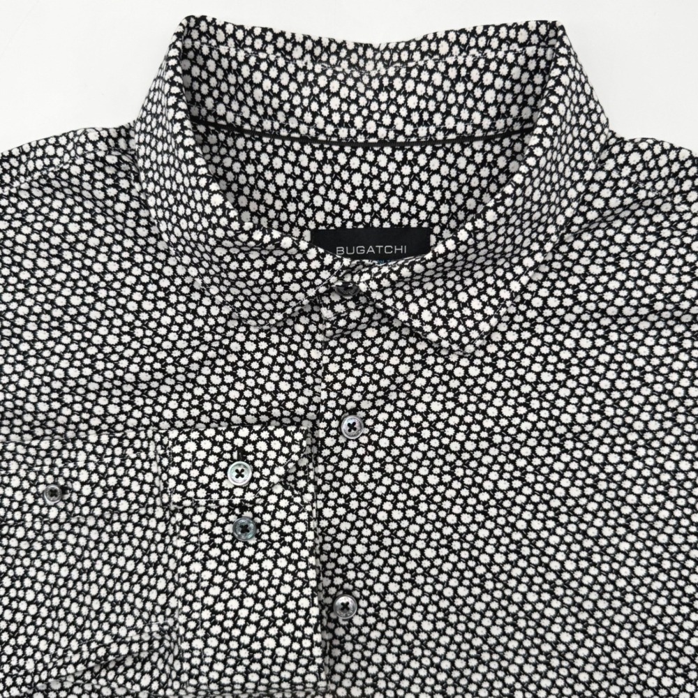 Bugatchi Button Down Mens 3XL Black White‎ OoohCotton Tech Floral Stretch Shirt